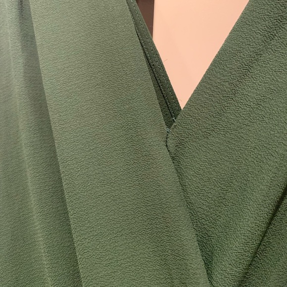 Monteau LA Womens 2X V-Neck Split Leg Hunter Green Tank Sleeve Belted Jumpsuit - Picture 7 of 10